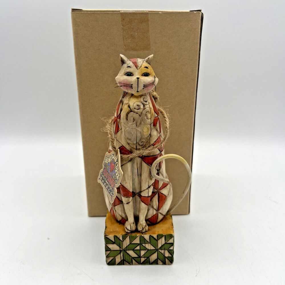 VTG Jim Shore Abraham Cat Figurine #114420 Heartwood Creek Enesco 2003 MIB